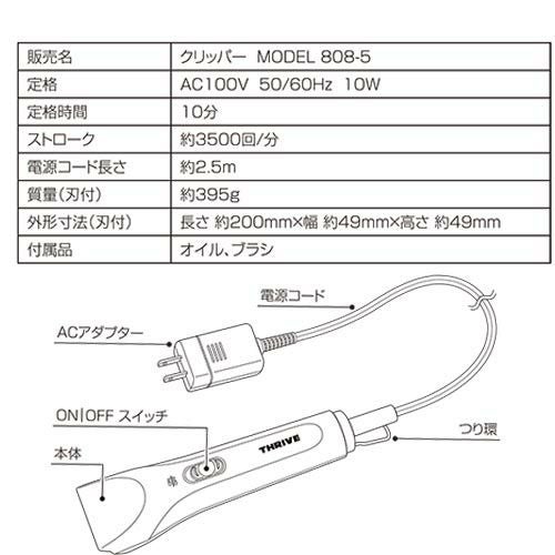 付属替刃なし】 THRIVE（スライヴ）MODEL808-5-P ブラック クリッパー