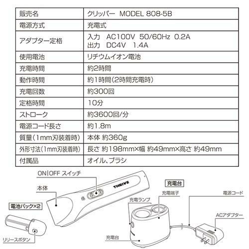 付属替刃なし】 【 コードレス】THRIVE（スライヴ）MODEL808-5B-P