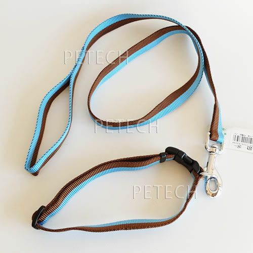 メーカー廃番品】リード・首輪セット（幅2cm） 茶/ブルー 【メール便